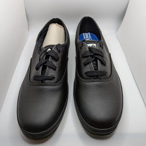 Black leather Keds Champion sneakers, NIB. Women's size 8.5XW